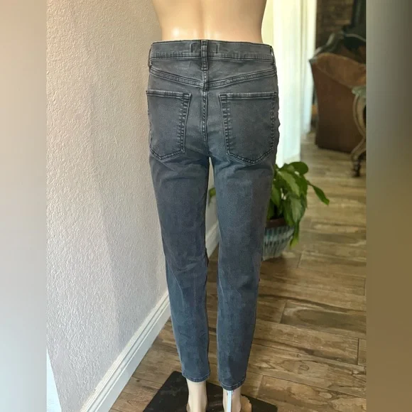 FREE PEOPLE Charcoal Black High-Waisted Distressed Skinny Jeans - Picture 5 of 7